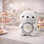 Bílý medvídek s věčnou růží – šperkovnice s dárkovým balením „Love You" - produktový obrázek