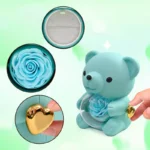 Modrý medvídek s věčnou růží – šperkovnice s dárkovým balením „Love You" - produktový obrázek