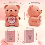 Růžový medvídek s věčnou růží – šperkovnice s dárkovým balením „Love You" - produktový obrázek