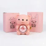 Růžový medvídek s věčnou růží – šperkovnice s dárkovým balením „Love You" - produktový obrázek