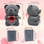 Šedý medvídek s věčnou růží – šperkovnice s dárkovým balením „Love You" - produktový obrázek