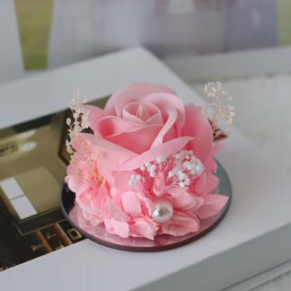 Věčná růže ve skleněném andílkovi – růžová