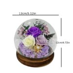 Květinová kompozice ve skle – levandulová, fialová a bílá růže