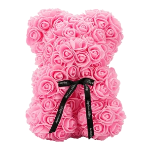 Medvídek z růží růžový - 25 cm