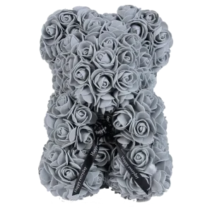 Medvídek z růží šedý - 25 cm