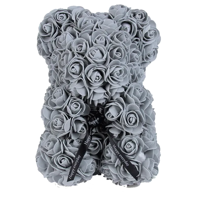 Medvídek z růží šedý – 25 cm