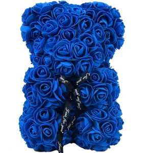 Medvídek z růží tmavomodrý - 25 cm
